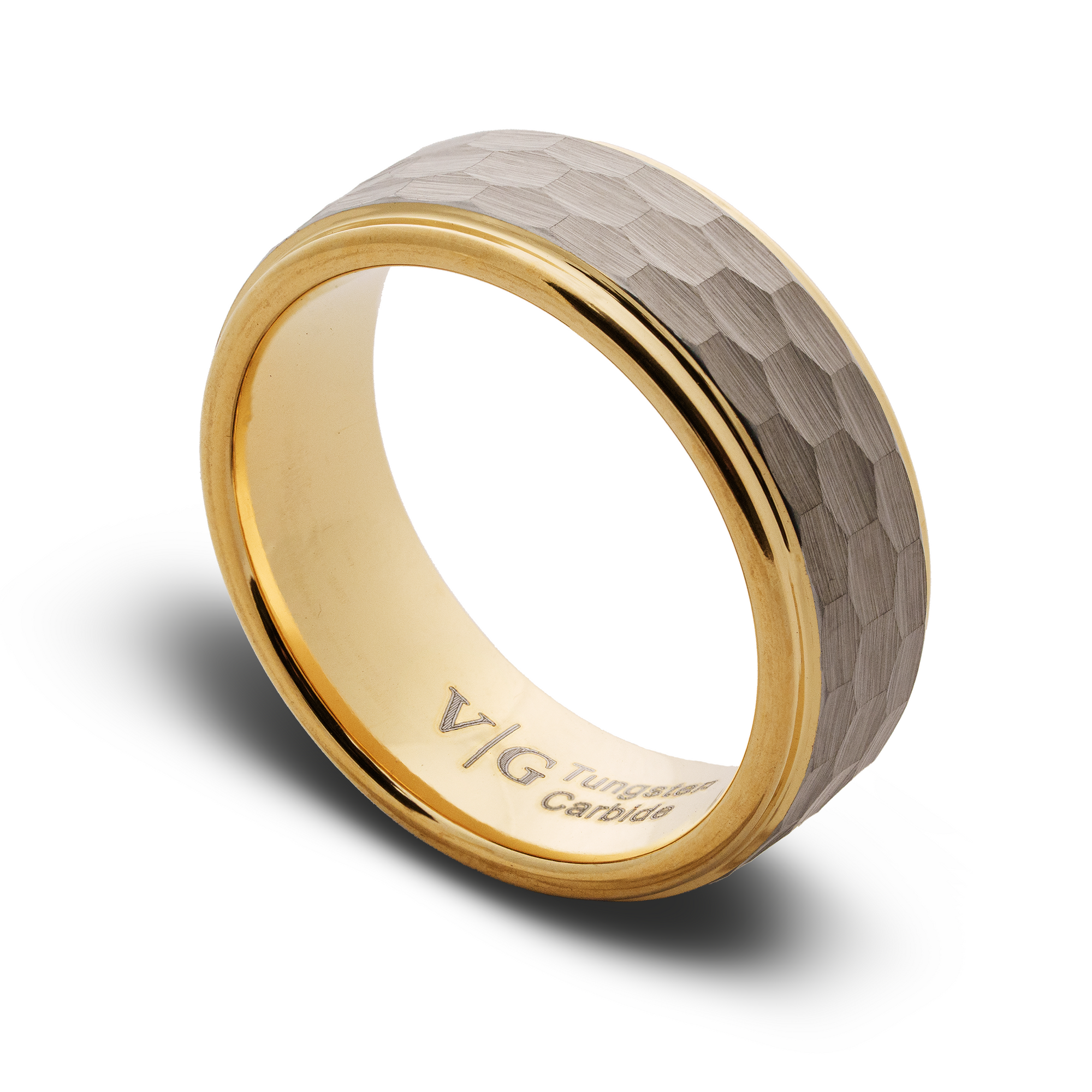 Hammered silver and gold wedding band