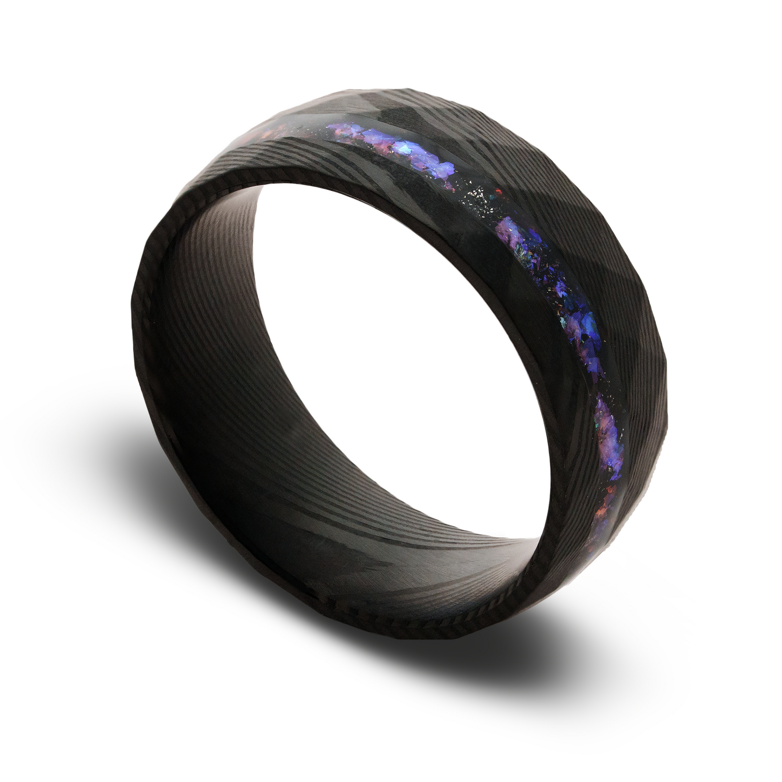 Black damascus steel ring