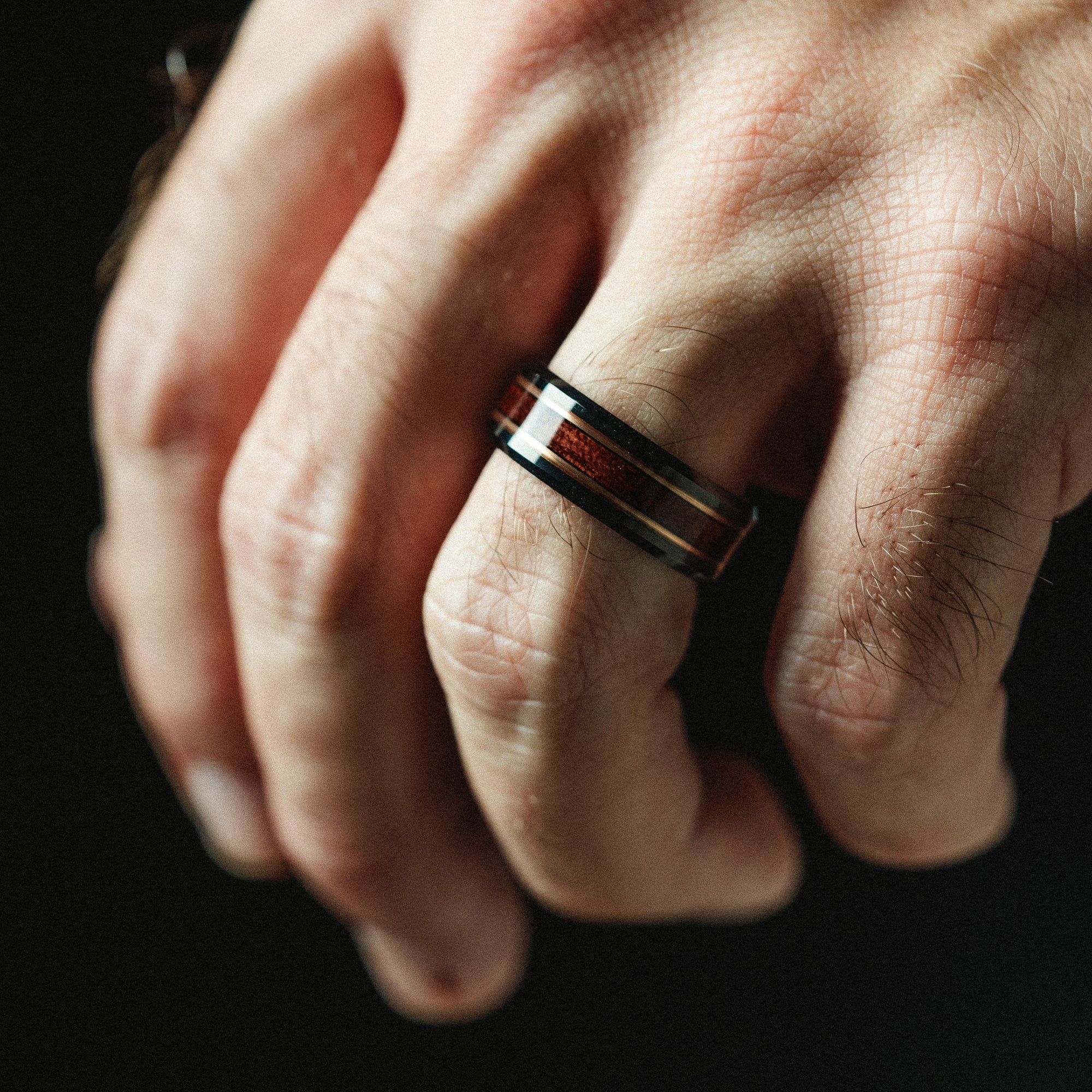 black whiskey barrel wedding band