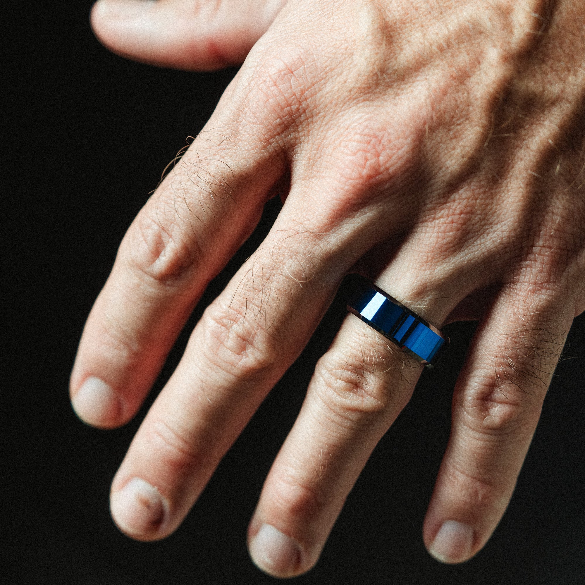 Blue tungsten ring