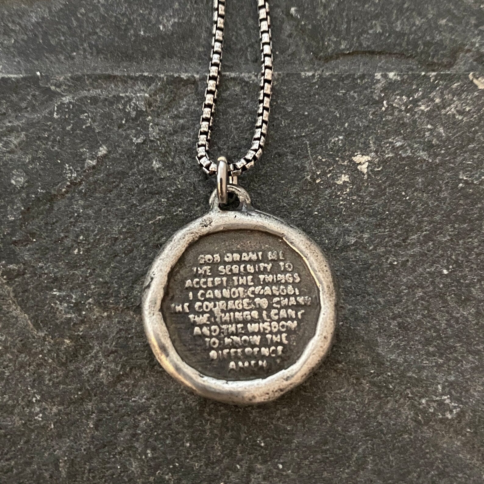 NOW in Sterling Silver - Serenity Prayer Necklace, Men's Soldered Pendant with Cross, Unisex Jewelry Gift, Faith, SS-018