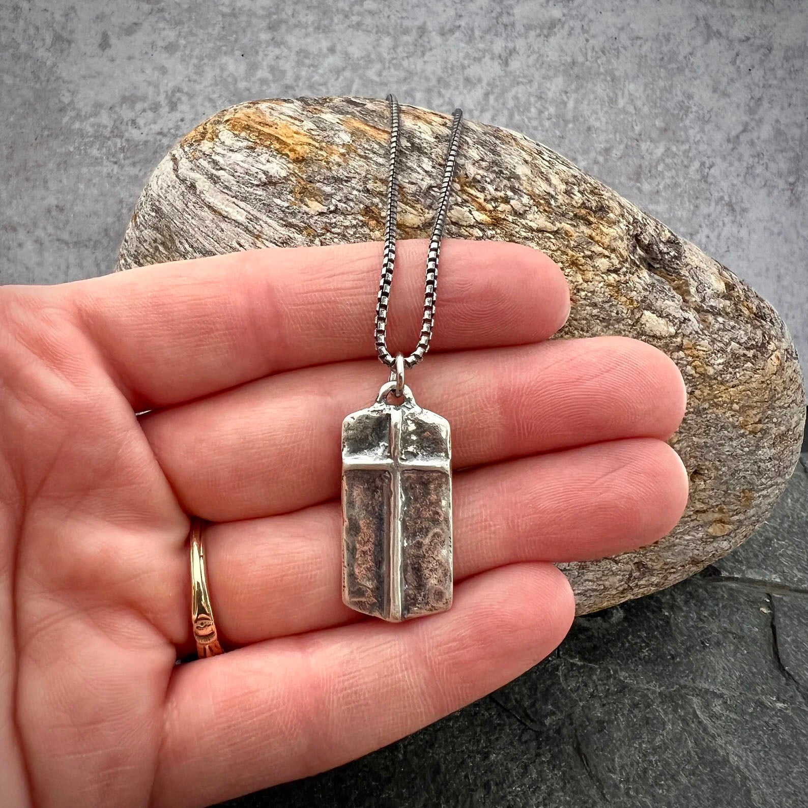 Sterling Silver, The Lord's Prayer Necklace, Men's or Women's Pendant with Cross, Unisex Jewelry Gift, Our Father, Faith, SS-019