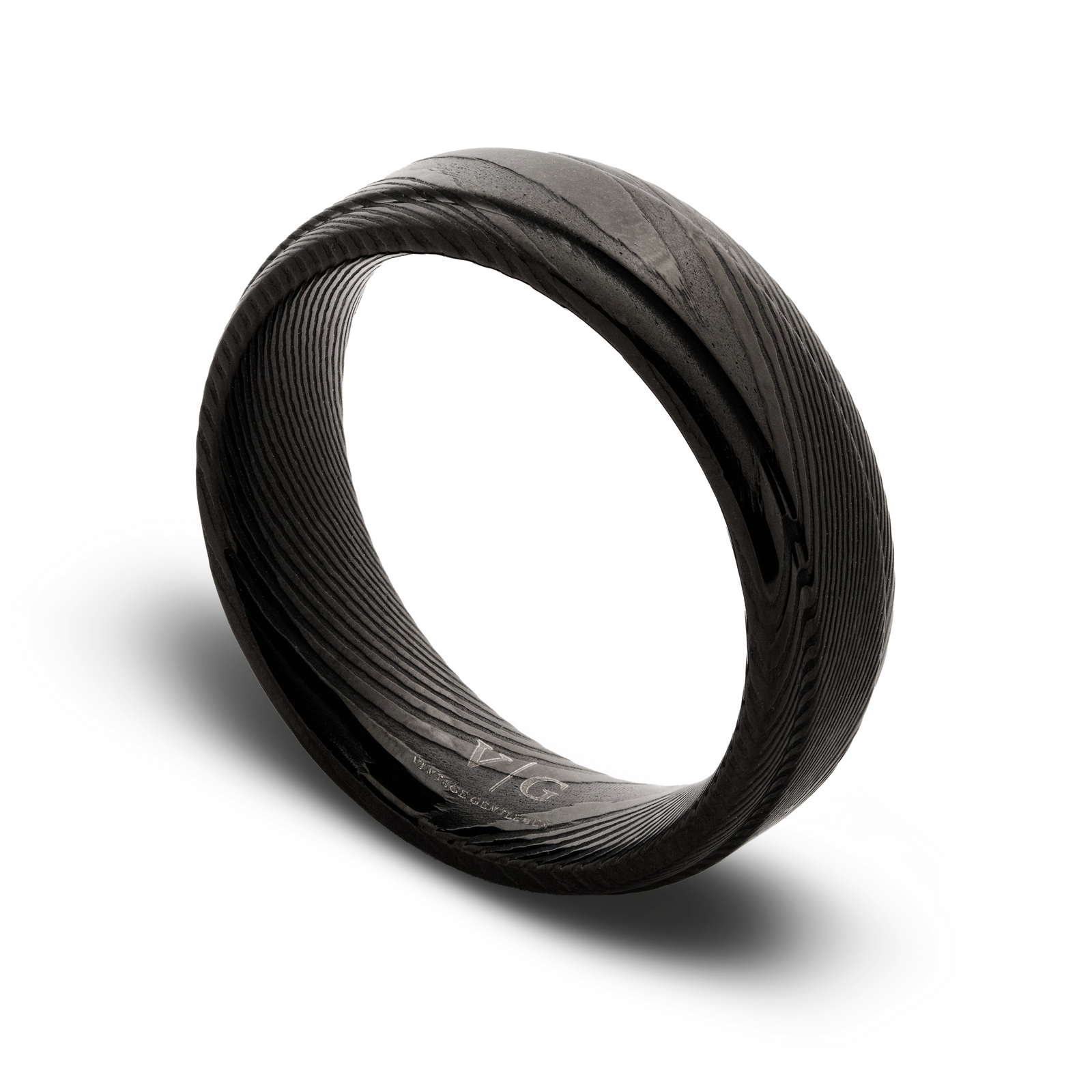 Black damascus steel ring