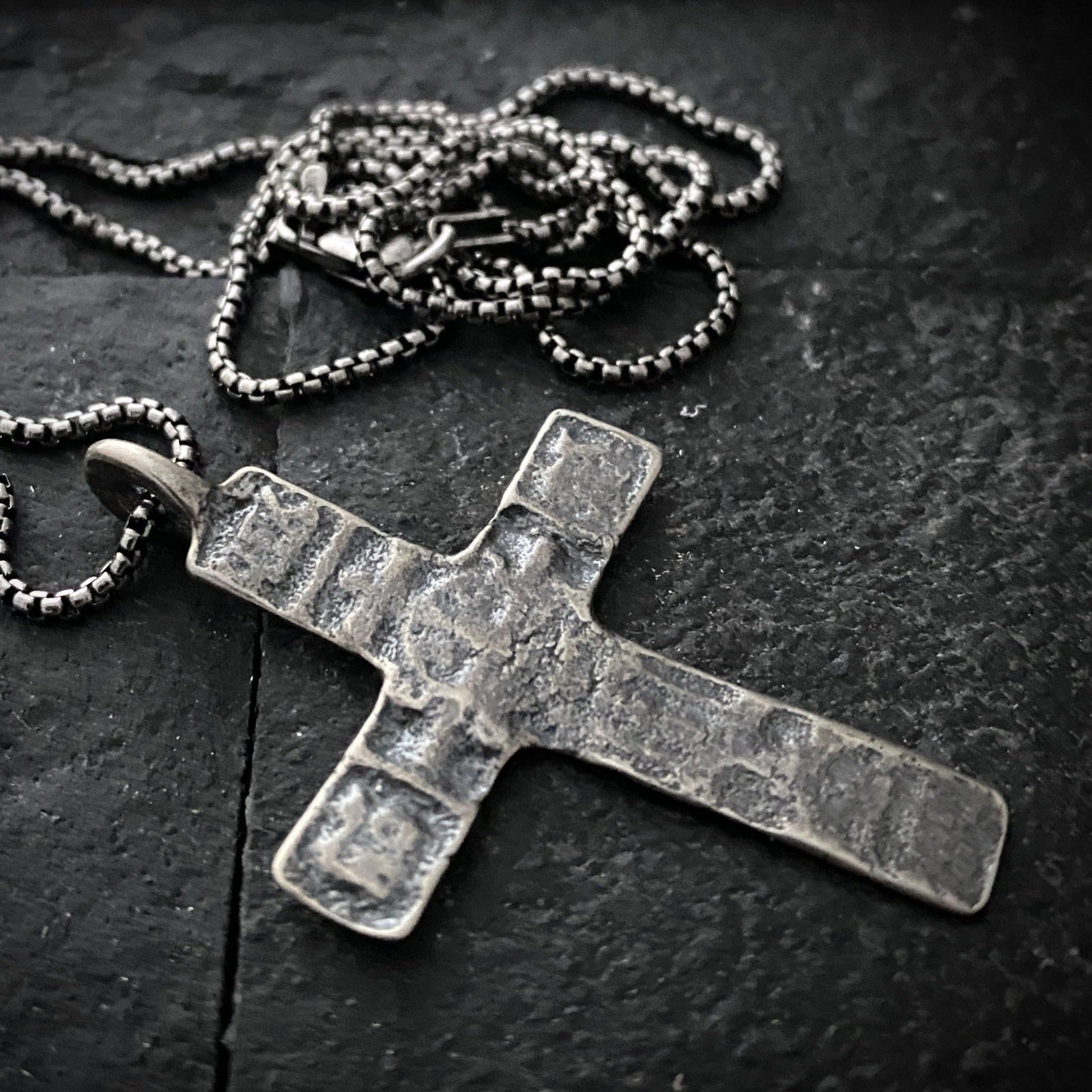 Sterling Silver Ancient Cross, Men's, Unisex Necklace, Medieval Cross, Men's SS-008