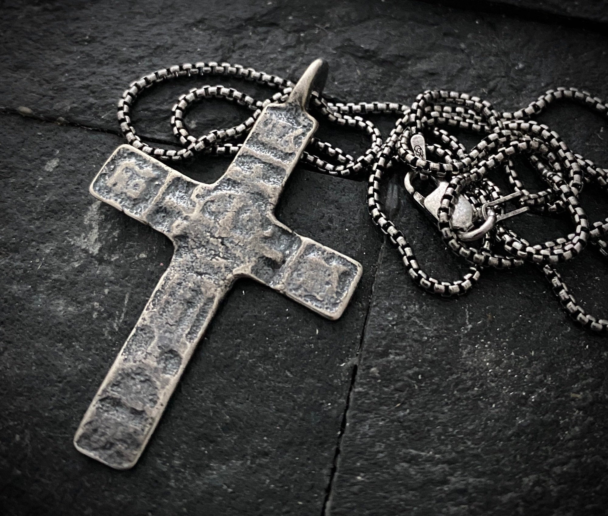 Sterling Silver Ancient Cross, Men's, Unisex Necklace, Medieval Cross, Men's SS-008