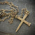 Johnny LTD Nail Spike Cross, Bronze Men's Necklace, Unisex Jewelry, 20 or 24 inches, BR-046