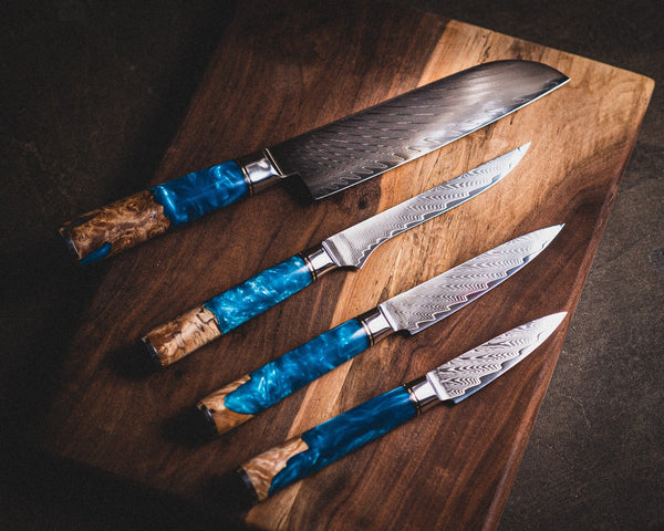 Best Hand Forged Japanese Knife Set VG10 Damasteel for Sale