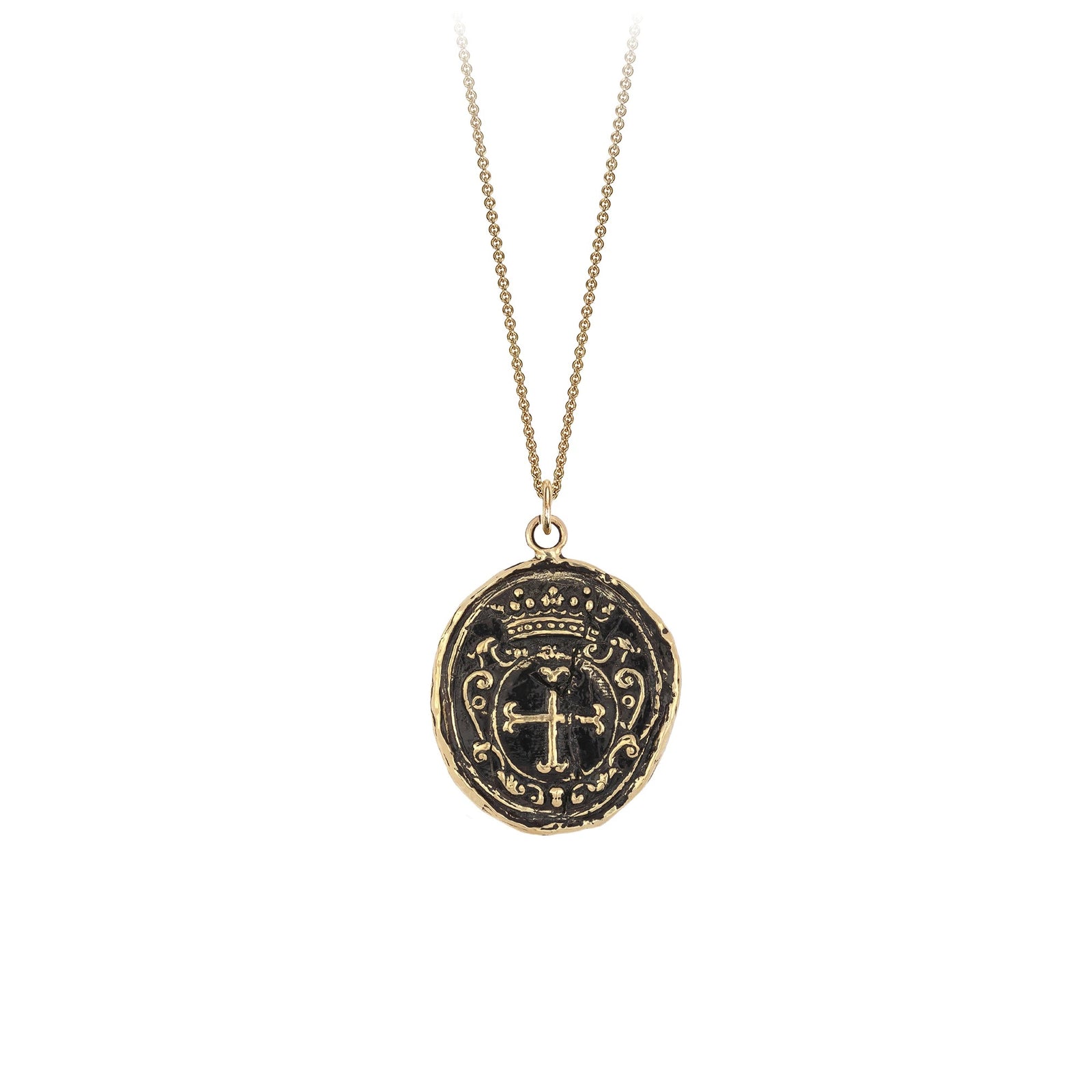 14kt gold mens religious pendant necklace