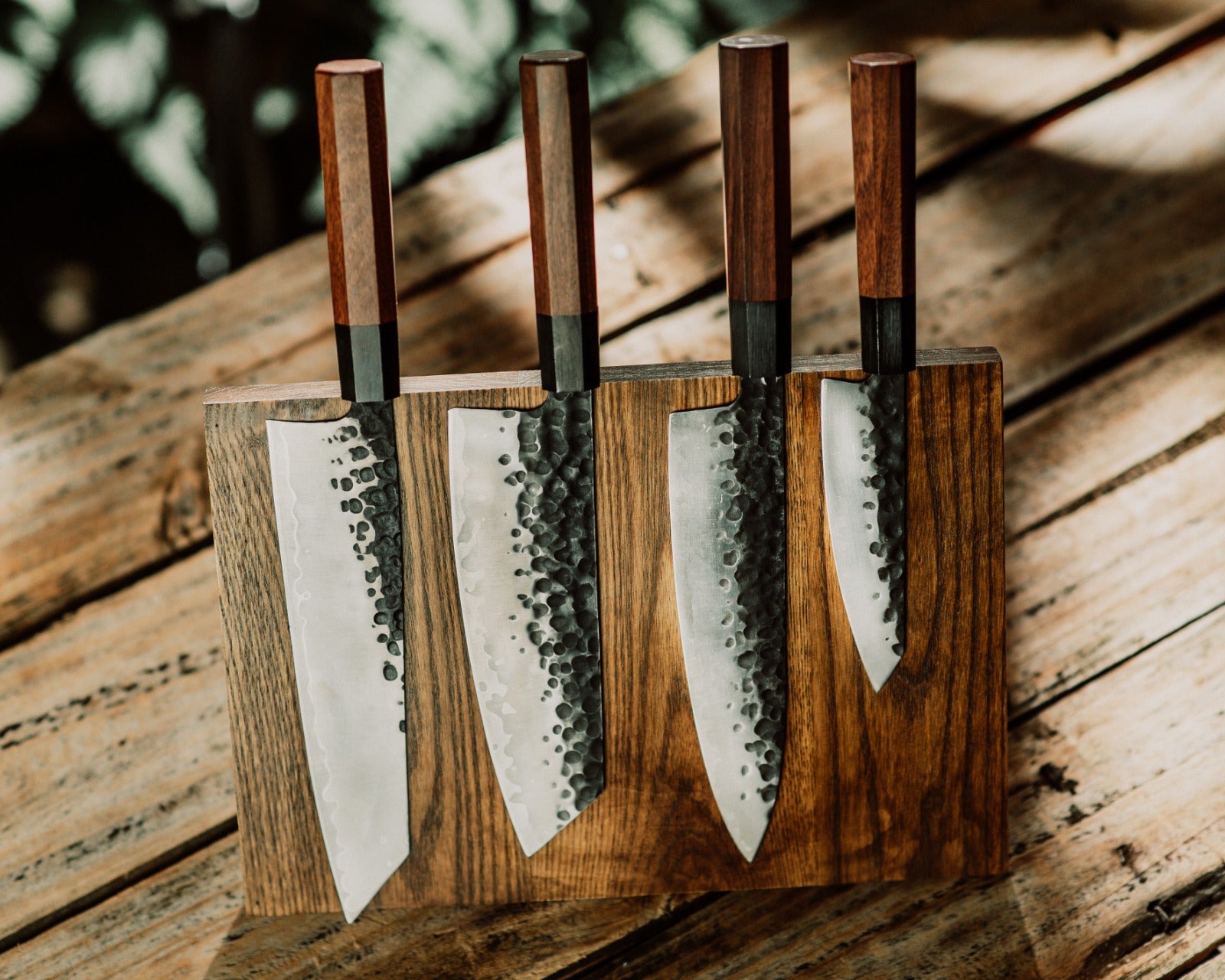 five piece chef knife set with magnetic block