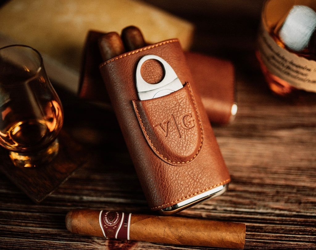 THE MERSIR Luxury Full-Grain Leather Cigar Case